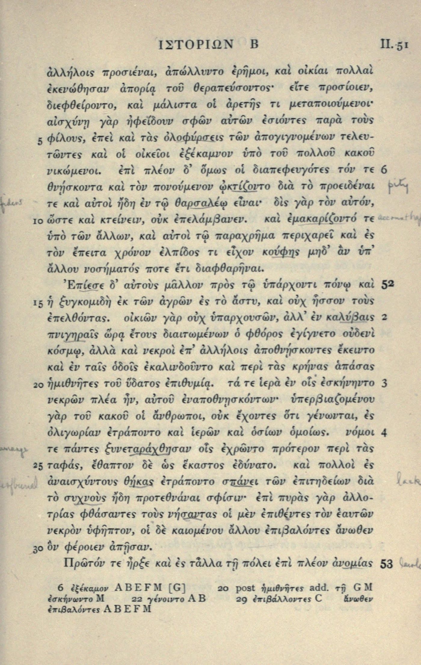 Thucydidis Historiae, ed. H. Stuart Jones, vol. 1 (Books 1–4), Oxford 1902: 2.51–53, crowding, burials, lawlessness